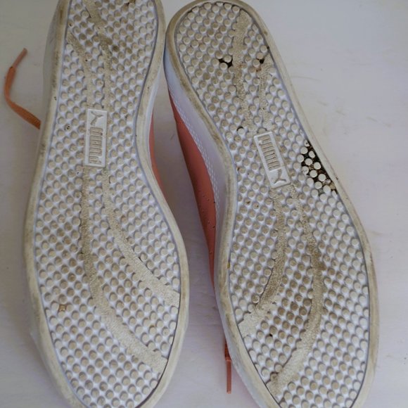 Puma Peach-Beige Leather Court (Smash Perf) Sneaker Size 8.5 - Picture 7 of 7